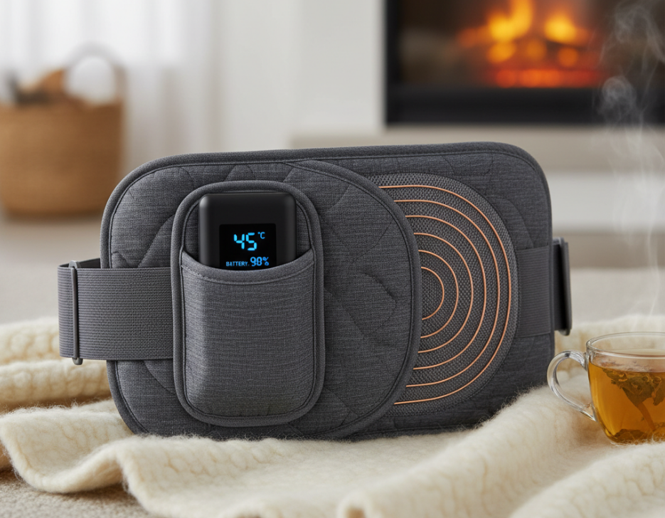A cordless heating pads with a rechargeable battery pack, designed for soothing heat therapy and easy, portable use anywhere.
